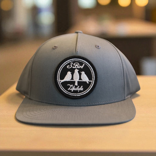 3 Bird Lifestyle Pinch Front Structured Trucker • Heather Grey • 3 Bird Lifestyle Patch
