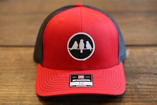 Richardson 112 Trucker Hat • Red & Black • Birds Only Small Patch