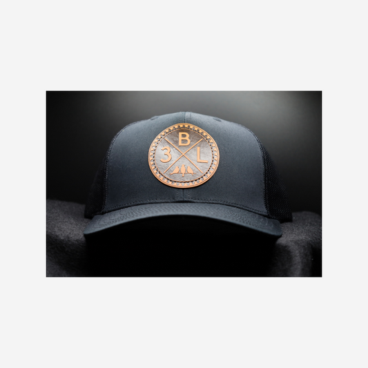 3 Bird Lifestyle Trucker Hat • Black • Leather Patch 3BLX