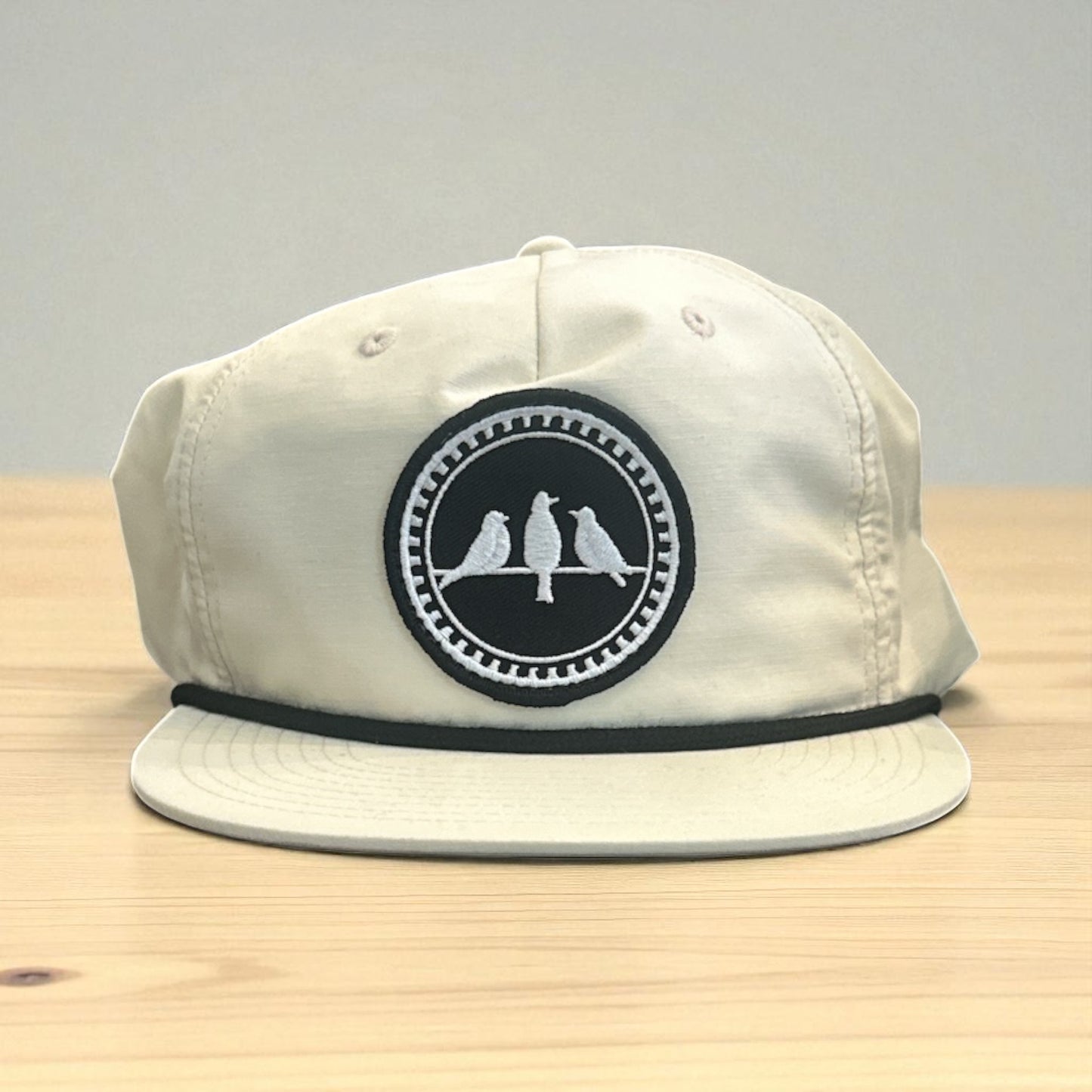 3 Bird Lifestyle Grandpa Rope Hat
 • Off White with Black Rope • Birds Only Patch