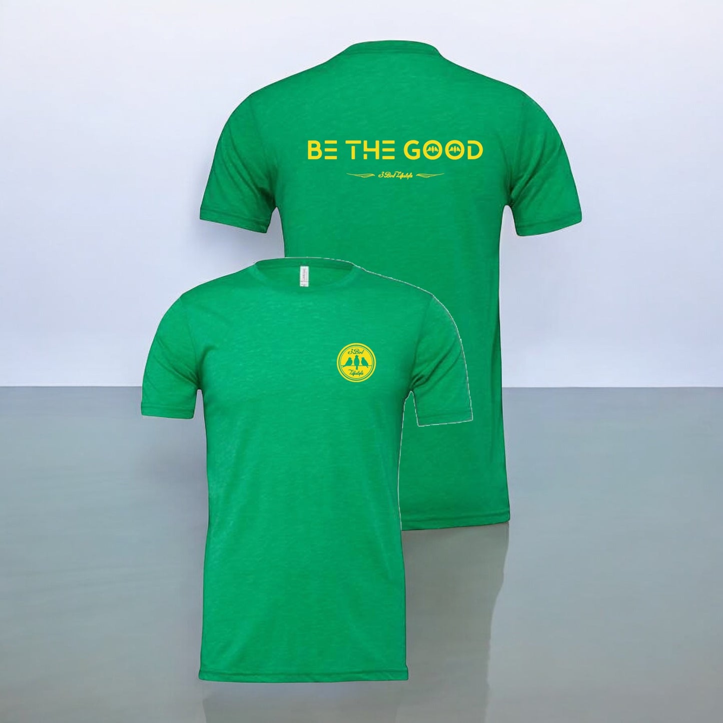 3 Bird Lifestyle T-Shirt • Be The Good • Green & Yellow