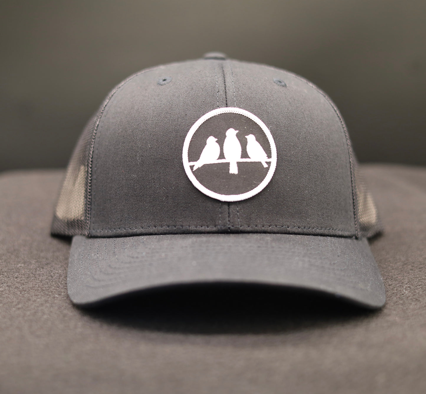 3 Bird Lifestyle Trucker Hat • Black & Black • Birds Only Small Patch