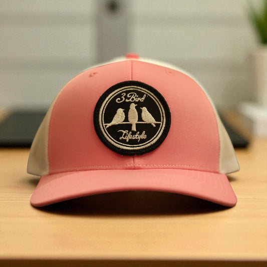 3 Bird Lifestyle Trucker Hat • Pink & White • 3 Bird Lifestyle Patch