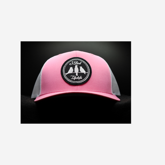 3 Bird Lifestyle Trucker Hat • Pink & White • 3 Bird Lifestyle Patch