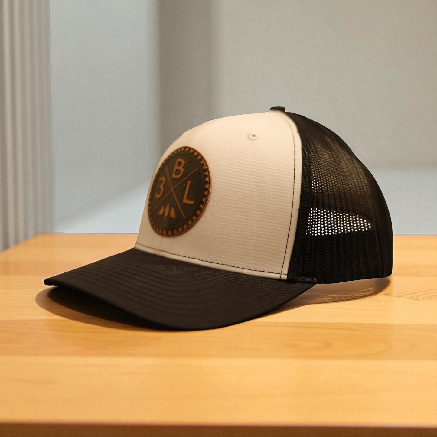 3 Bird Lifestyle Trucker Hat • White / Black • Leather Patch 3BLX