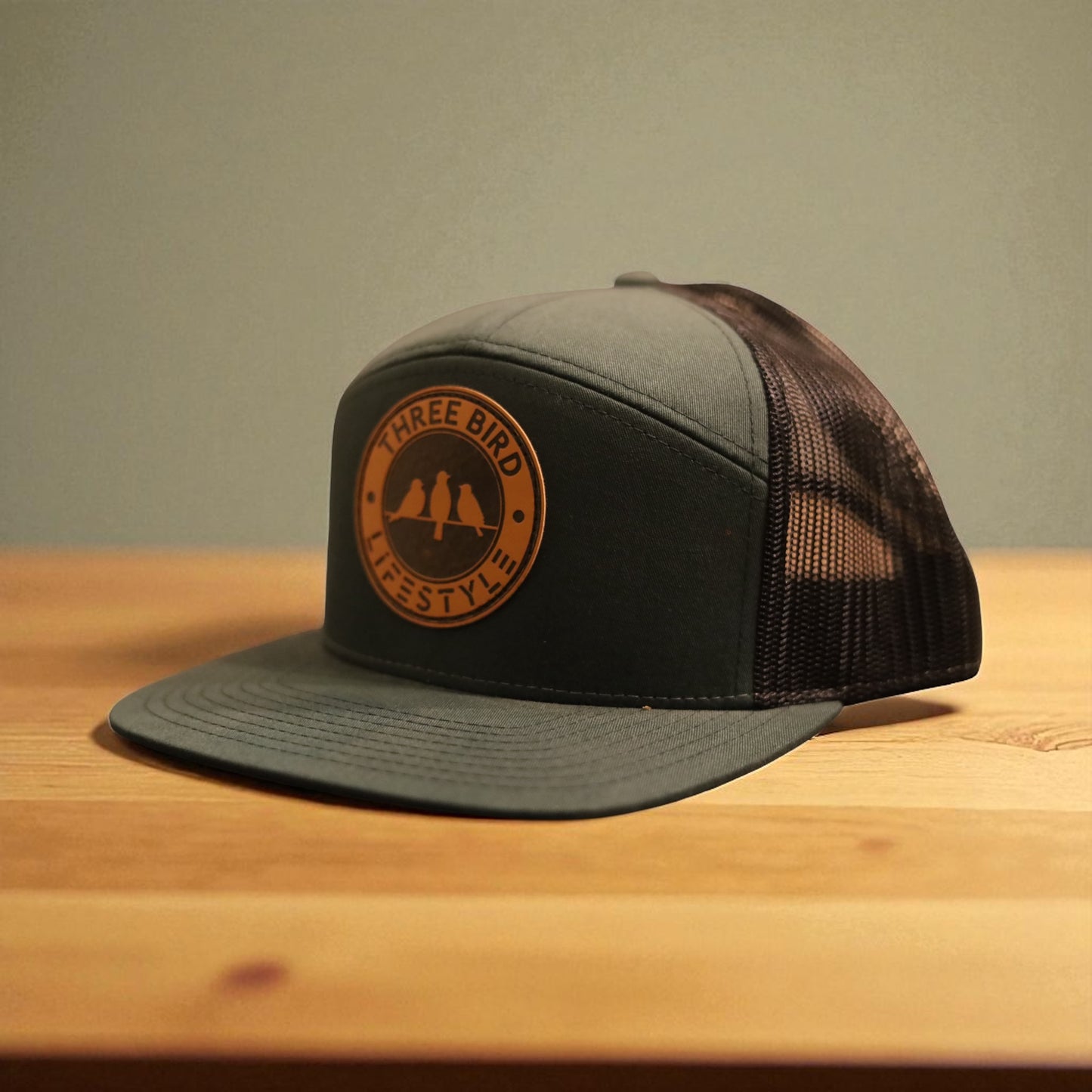 3 Bird Lifestyle Seven-Panel Trucker •Green & Black• 3 Bird Lifestyle Leather Patch