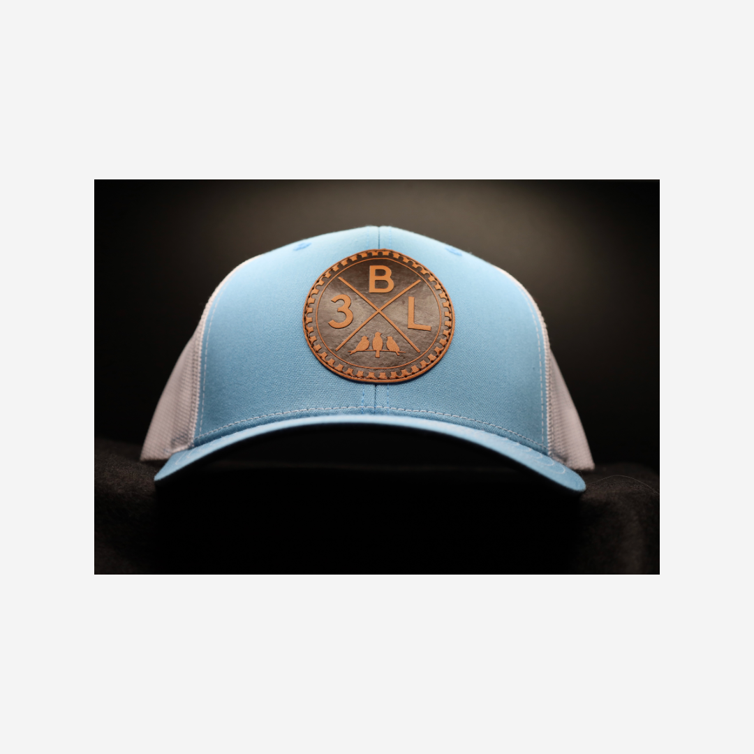 3 Bird Lifestyle Trucker Hat • Carolina Blue • Leather Patch 3BLX