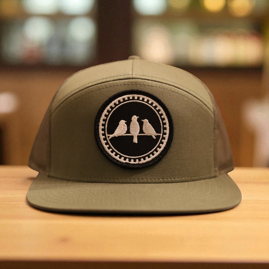 3 Bird Lifestyle Seven-Panel Trucker  • Loden Green• 3 Birds Only Patch