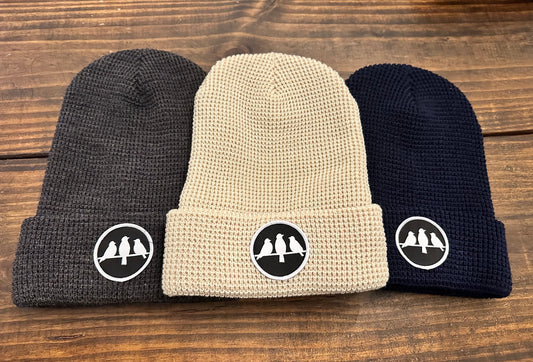 3 Bird Lifestyle • Waffle Cuffed Beanie • Birds Only Small Patch