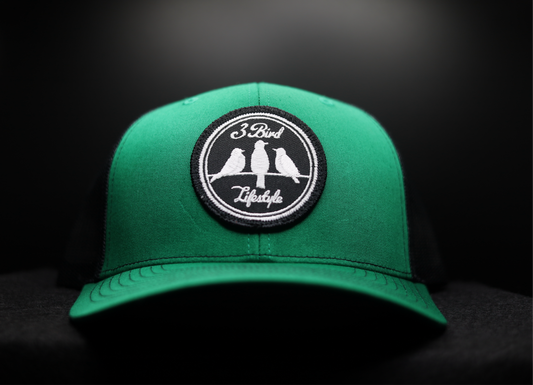 3 Bird Lifestyle Trucker Hat • Green & Black• 3 Bird Lifestyle Patch