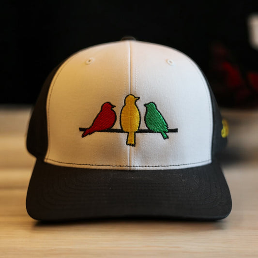 3 Bird Lifestyle Trucker Hat • Embroidered Rasta Birds