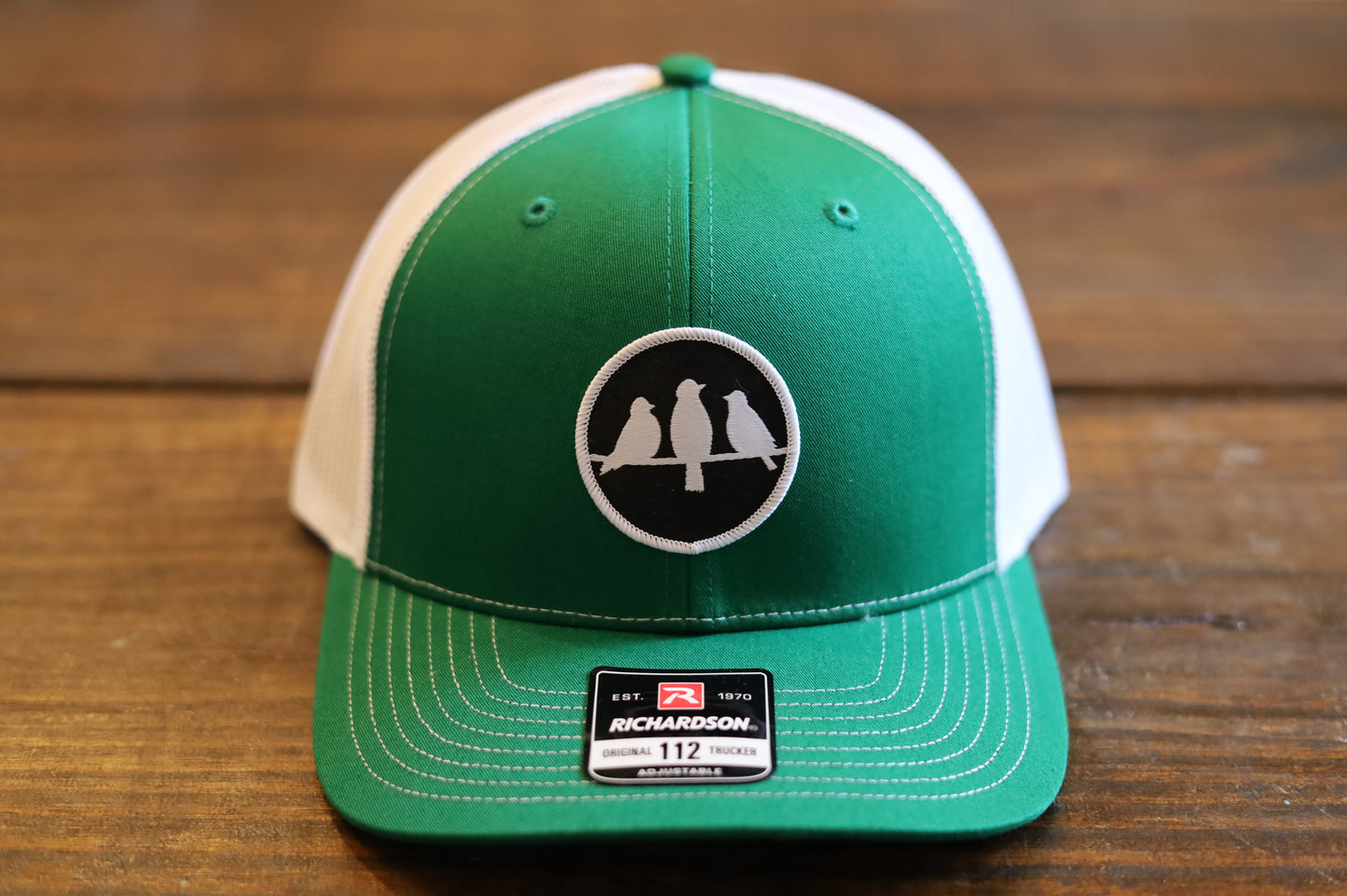 Richardson 112 Trucker Hat • Green & White • Birds Only Small Patch