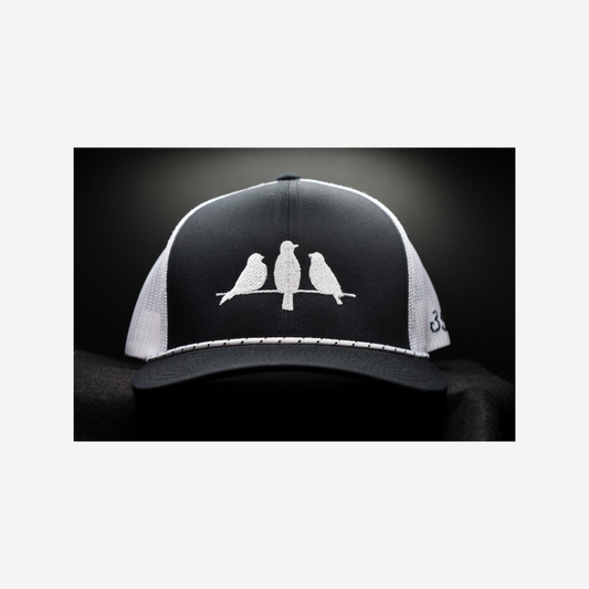 3 Bird Lifestyle Trucker Rope Hat • White Birds