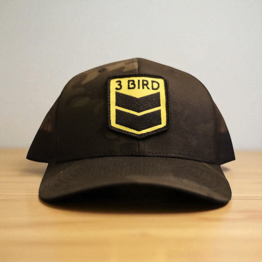 3 Bird Lifestyle Trucker Hat •Multicam Black & Black • 3 Bird Patch