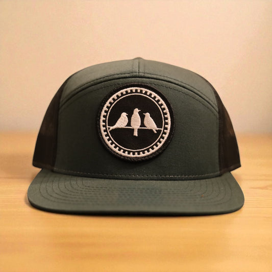 3 Bird Lifestyle Seven-Panel Trucker 
 •Green & Black• 3 Birds Only Patch