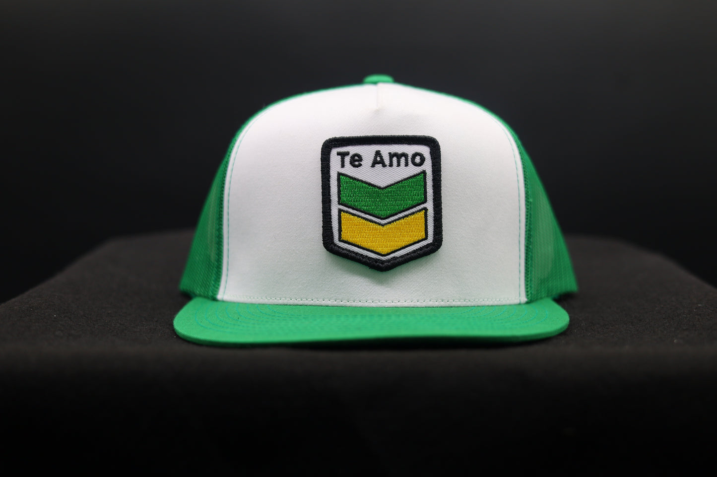 3 Bird Lifestyle Flat Bill Trucker • Green & White • Te Amo (Jamaica) Patch