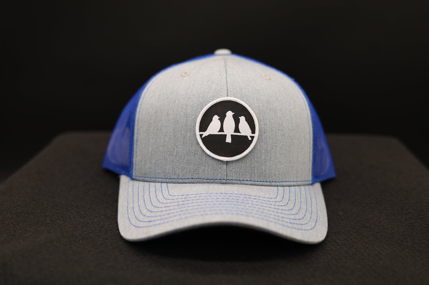 3 Bird Lifestyle Trucker Hat • Heather Grey & Royal • Birds Only Small Patch