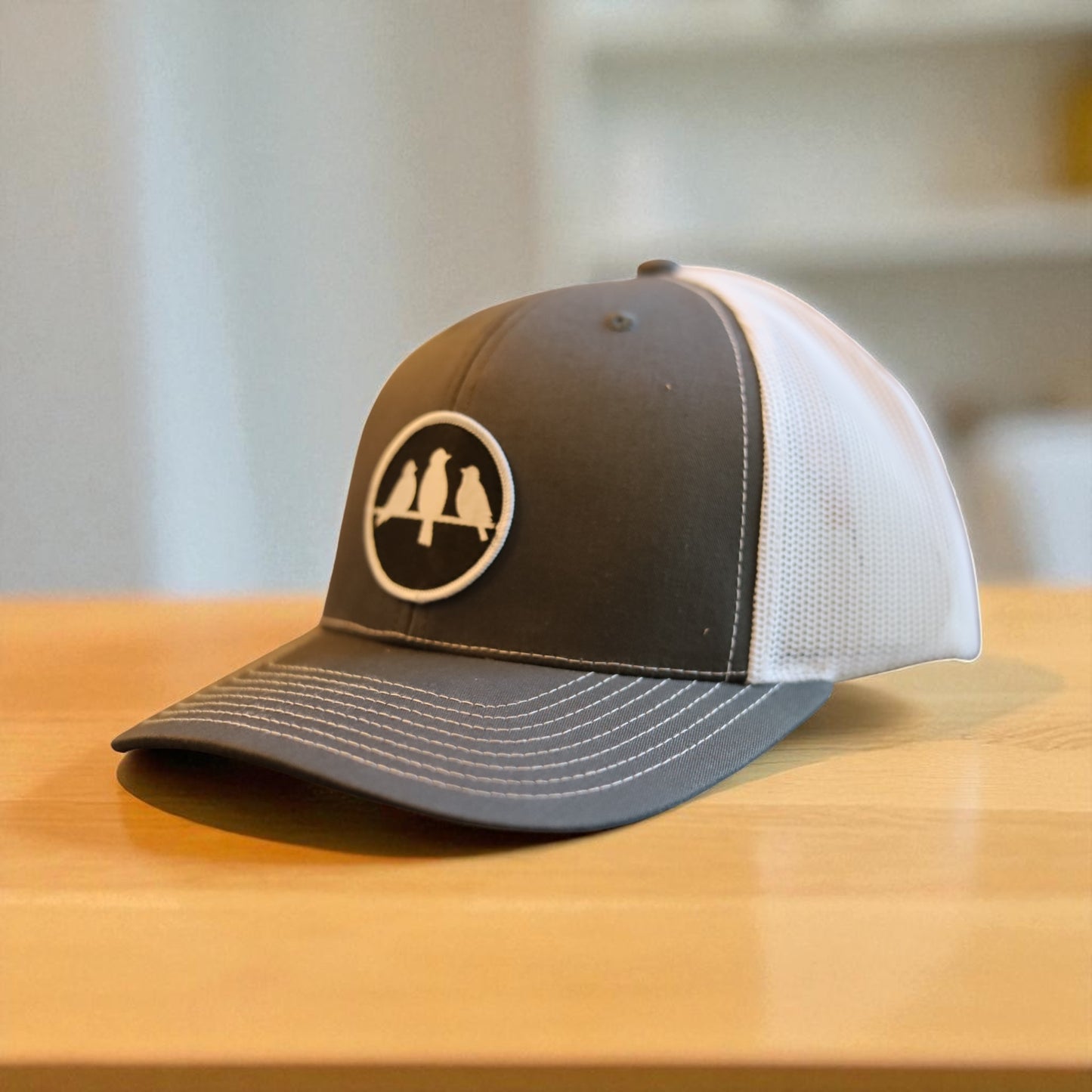 3 Bird Lifestyle Trucker Hat • Charcoal & White • Birds Only Small Patch