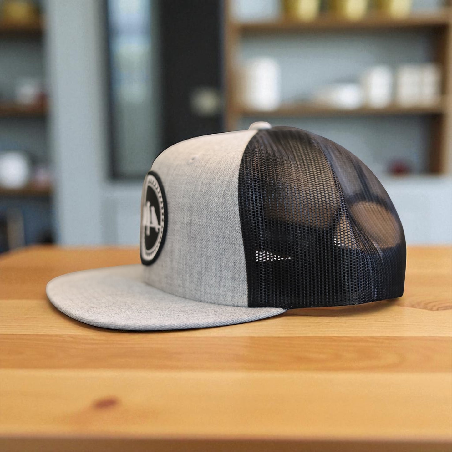 3 Bird Lifestyle Wool Blend Flat Bill Trucker • Heather Grey & Black • 3 Birds Only Patch