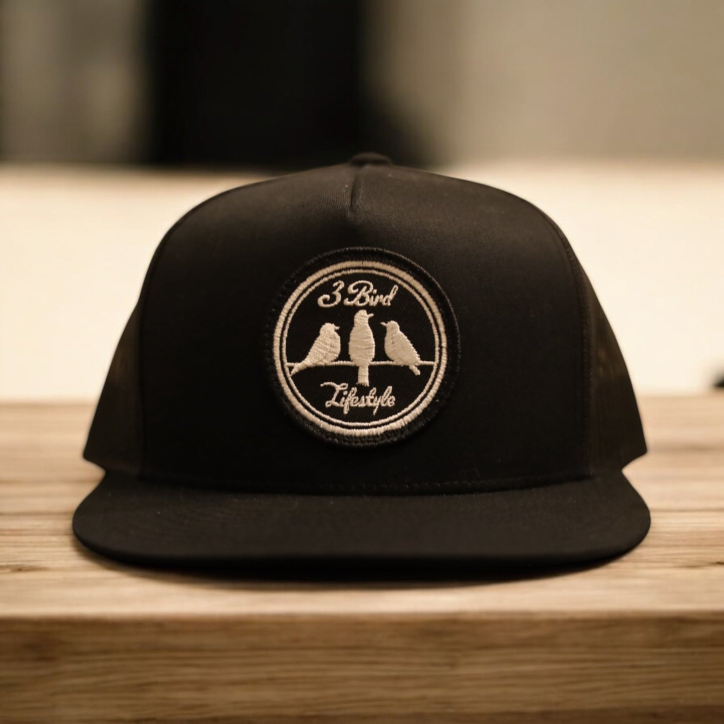 3 Bird Lifestyle Flat Bill Trucker •Black• 3 Bird Lifestyle Patch