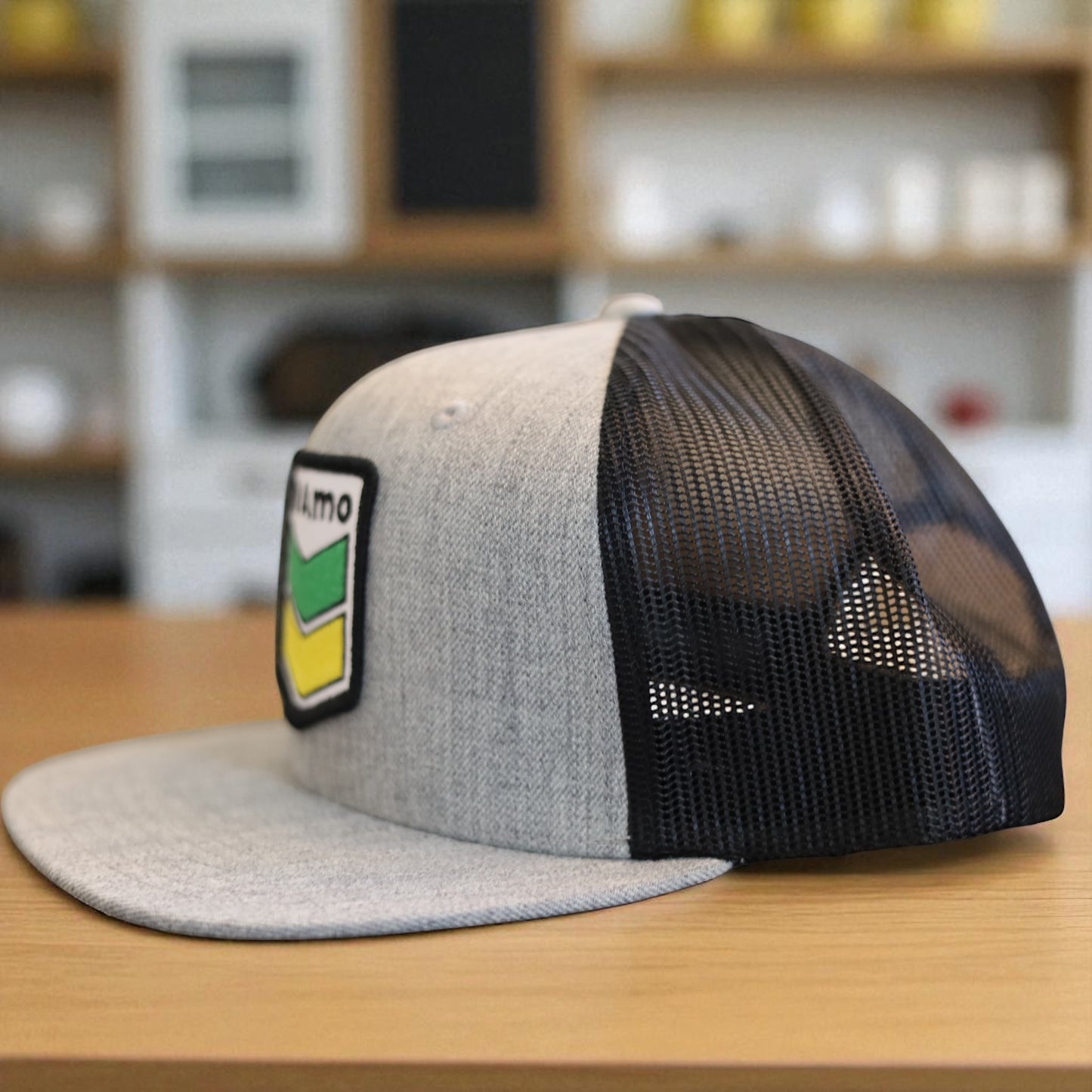 3 Bird Lifestyle Wool Blend Flat Bill Trucker • Heather Grey & Black • Te Amo (Jamaica) Patch