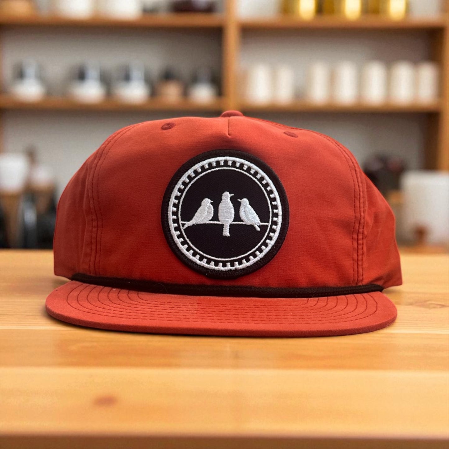 3 Bird Lifestyle Grandpa Rope Hat • Dark Orange with Black Rope •3 Birds Only Patch