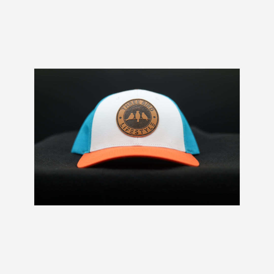 3 Bird Lifestyle Low Profile Trucker Hat • Tropic Trucker •3 Bird Lifestyle Leather Patch