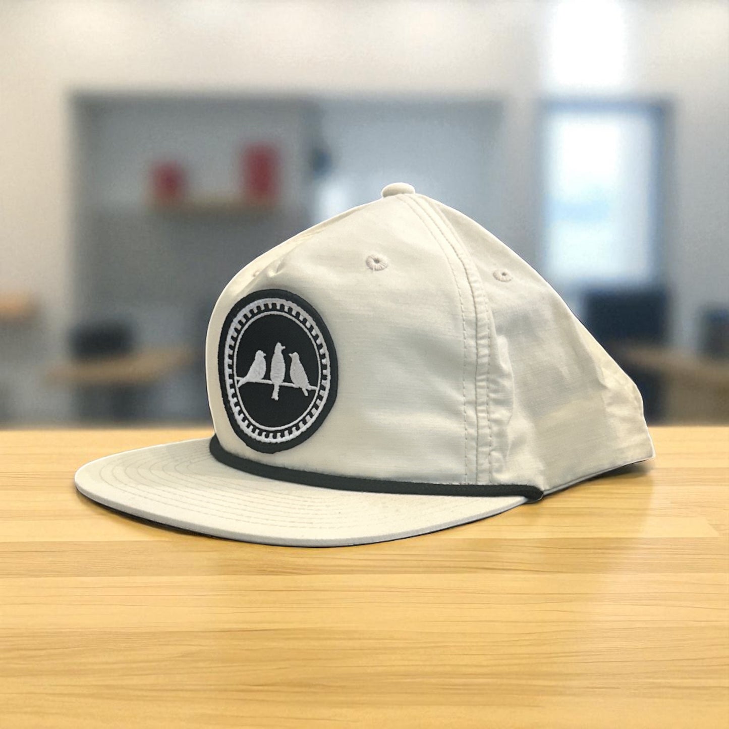 3 Bird Lifestyle Grandpa Rope Hat
 • Off White with Black Rope • Birds Only Patch