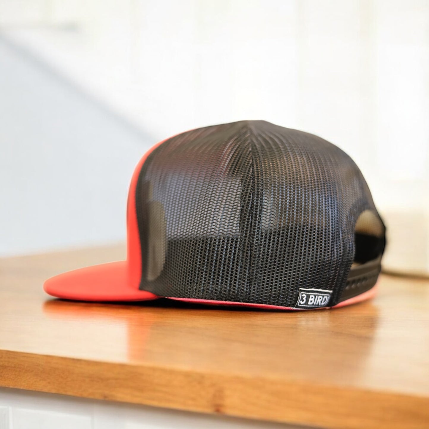 3 Bird Lifestyle Flat Bill Trucker • Red & Black • 3 Birds Only Patch