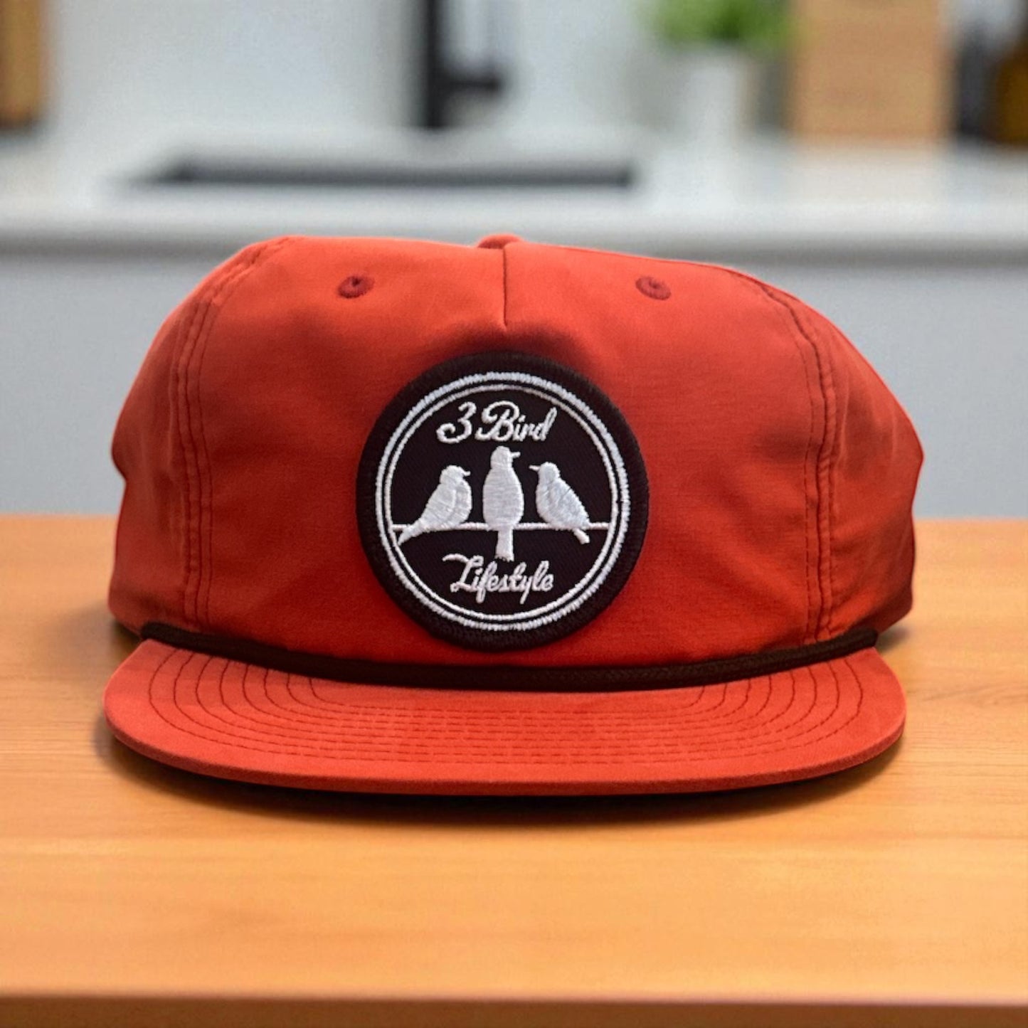 3 Bird Lifestyle Grandpa Rope Hat • Dark Orange with Black Rope •3 Bird Lifestyle Patch