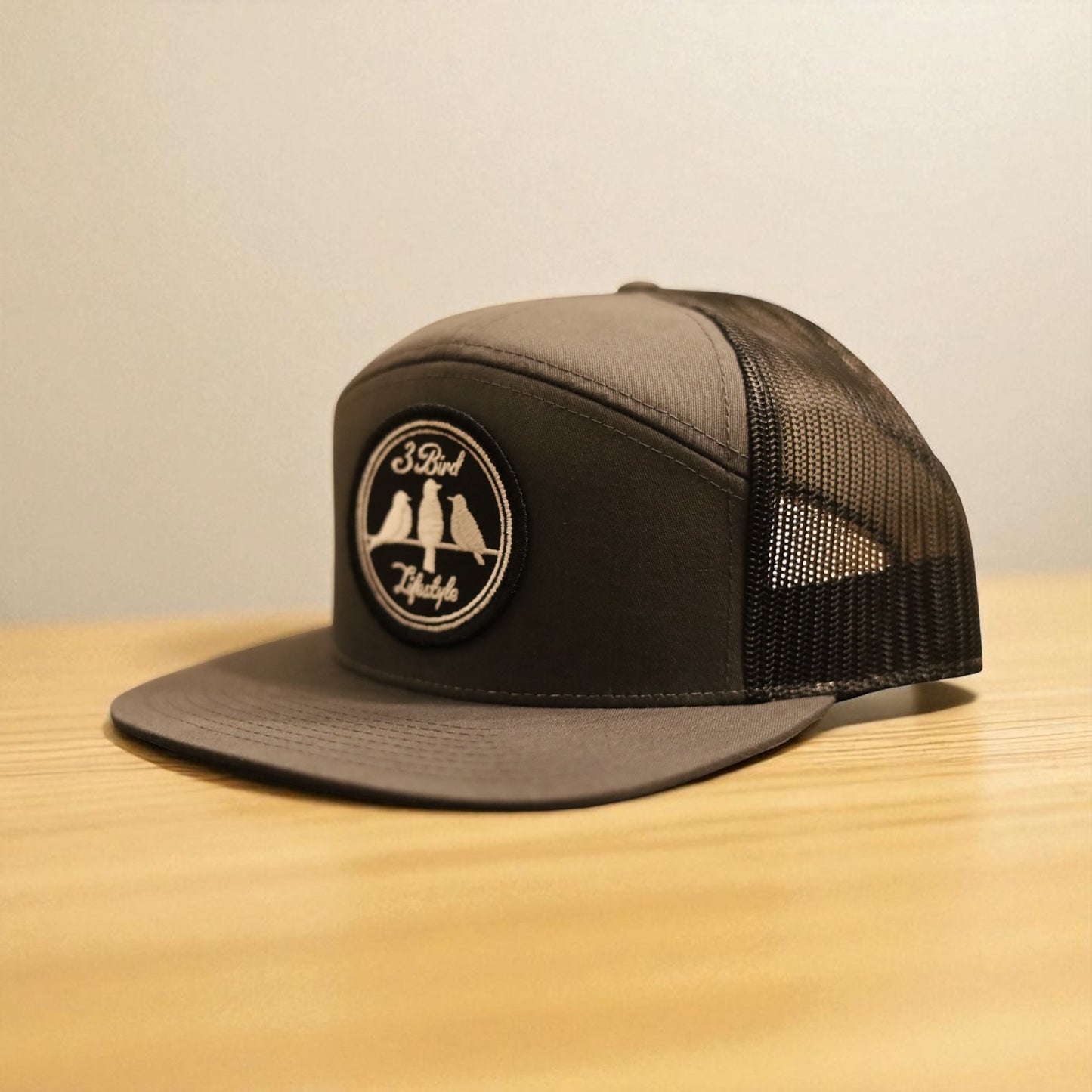 3 Bird Lifestyle Seven-Panel Trucker •Charcoal & Black• 3 Bird Lifestyle Patch