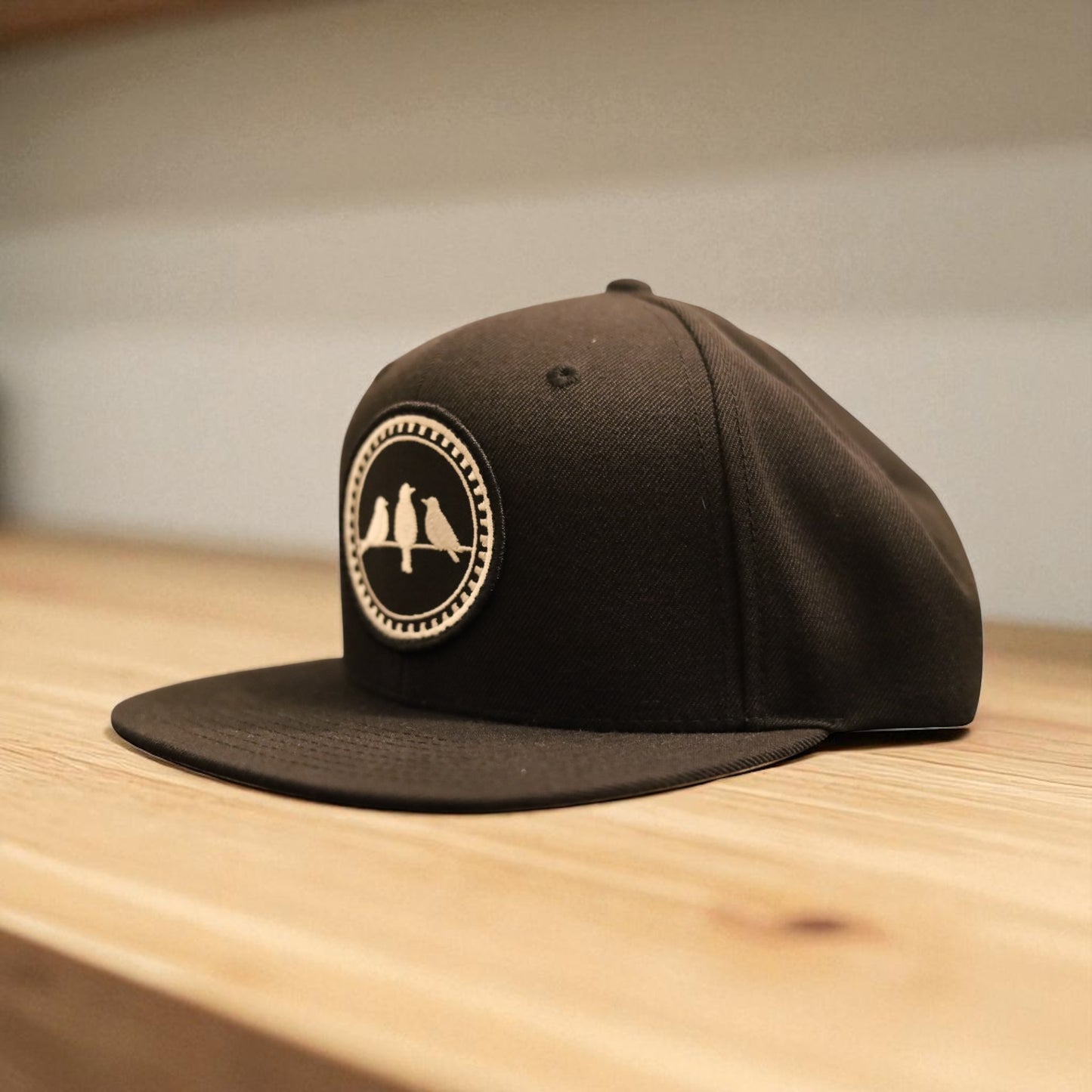 3 Bird Lifestyle Baseball Style Flat Bill • Black • 3 Birds Only Patch