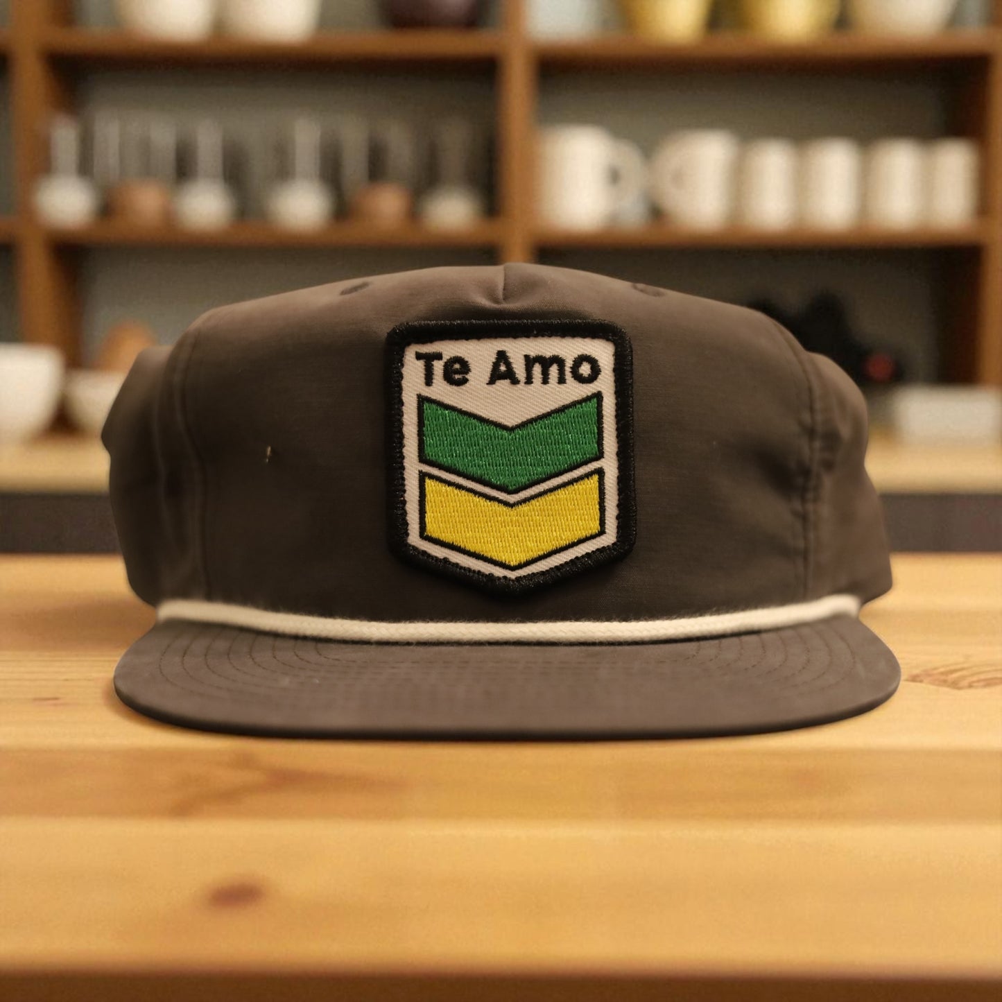 3 Bird Lifestyle Grandpa Rope Hat
 • Grey with White Rope • Te Amo (Jamaica) Patch