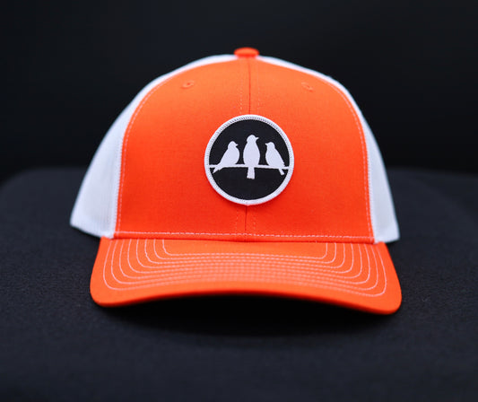 Richardson 112 Trucker Hat • Orange & White • Birds Only Small Patch