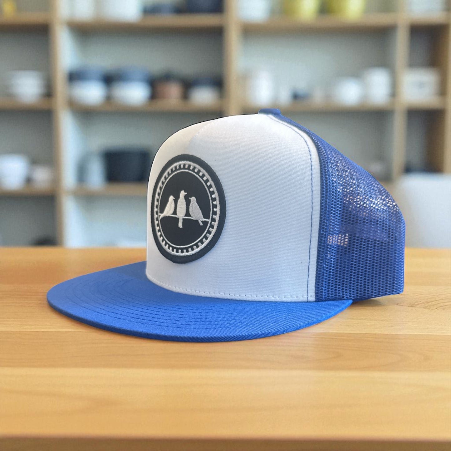 3 Bird Lifestyle Flat Bill Trucker • Royal Blue & White • 3 Birds Only Patch