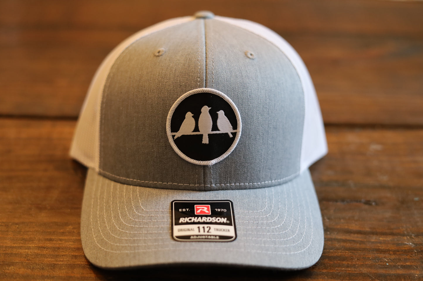 Richardson 112 Trucker Hat • Grey & White • Birds Only Small Patch