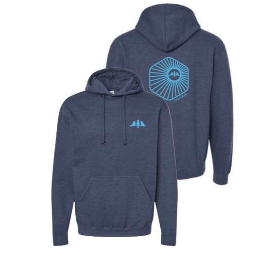 3 Bird Lifestyle Hoodie • Burst Hoodie• Heather Denim and Carolina Blue