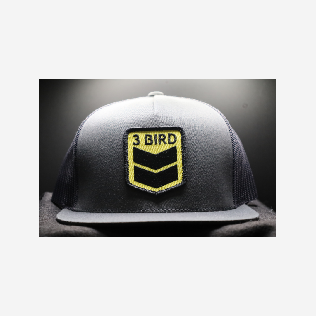 3 Bird Lifestyle Flat Bill Trucker •Charcoal Grey• 3 Bird Patch