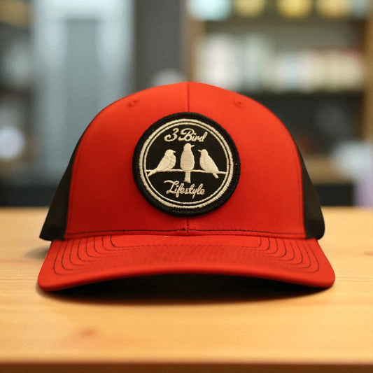 3 Bird Lifestyle Trucker Hat • Red & Black• 3 Bird Lifestyle Patch