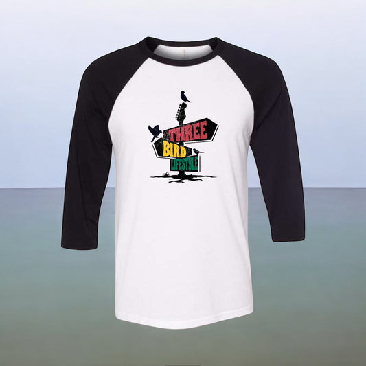 3 Bird Lifestyle Raglan • Three-Quarter Sleeve Baseball Tee • Black & White