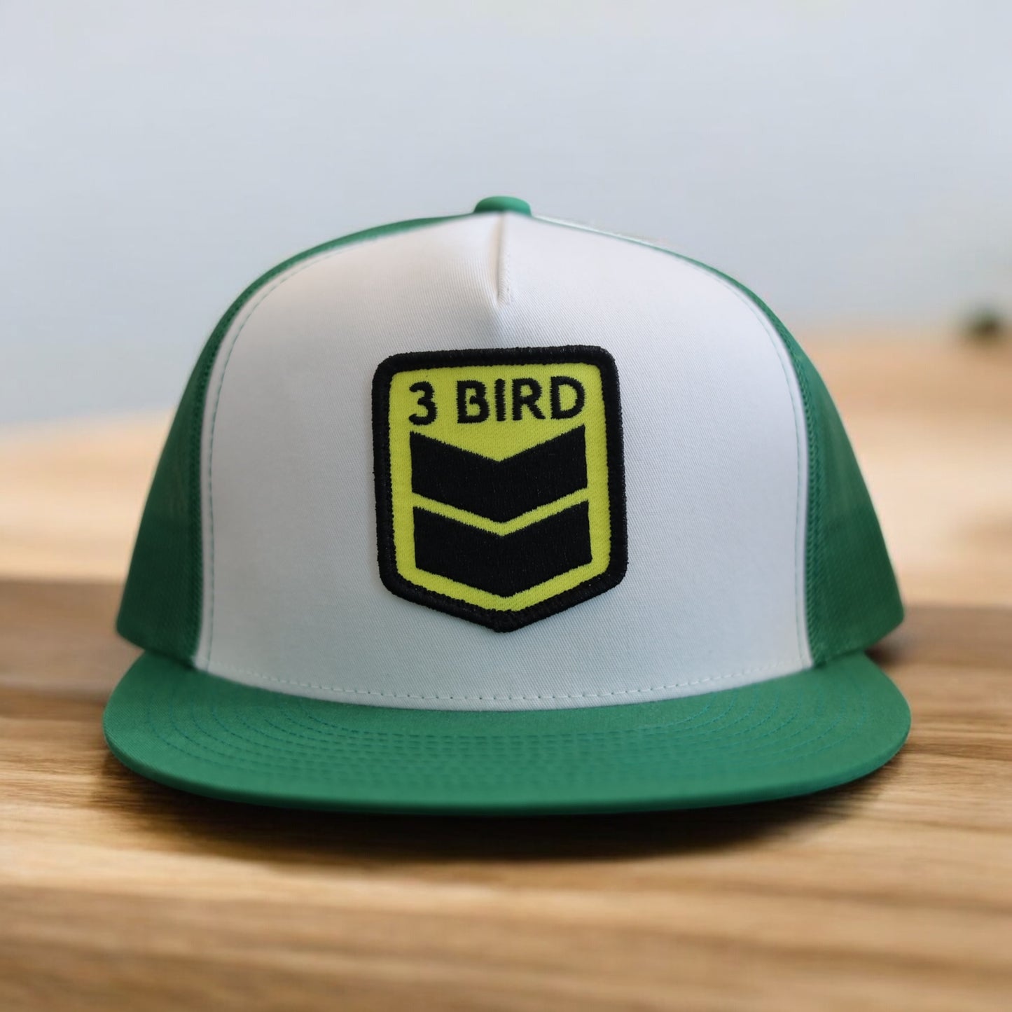 3 Bird Lifestyle Flat Bill Trucker •Green & White• 3 Bird Patch