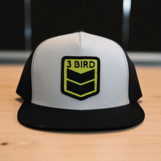 3 Bird Lifestyle Flat Bill Trucker • Black & White• 3 Bird Patch