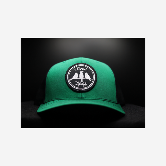 3 Bird Lifestyle Trucker Hat • Green & Black• 3 Bird Lifestyle Patch