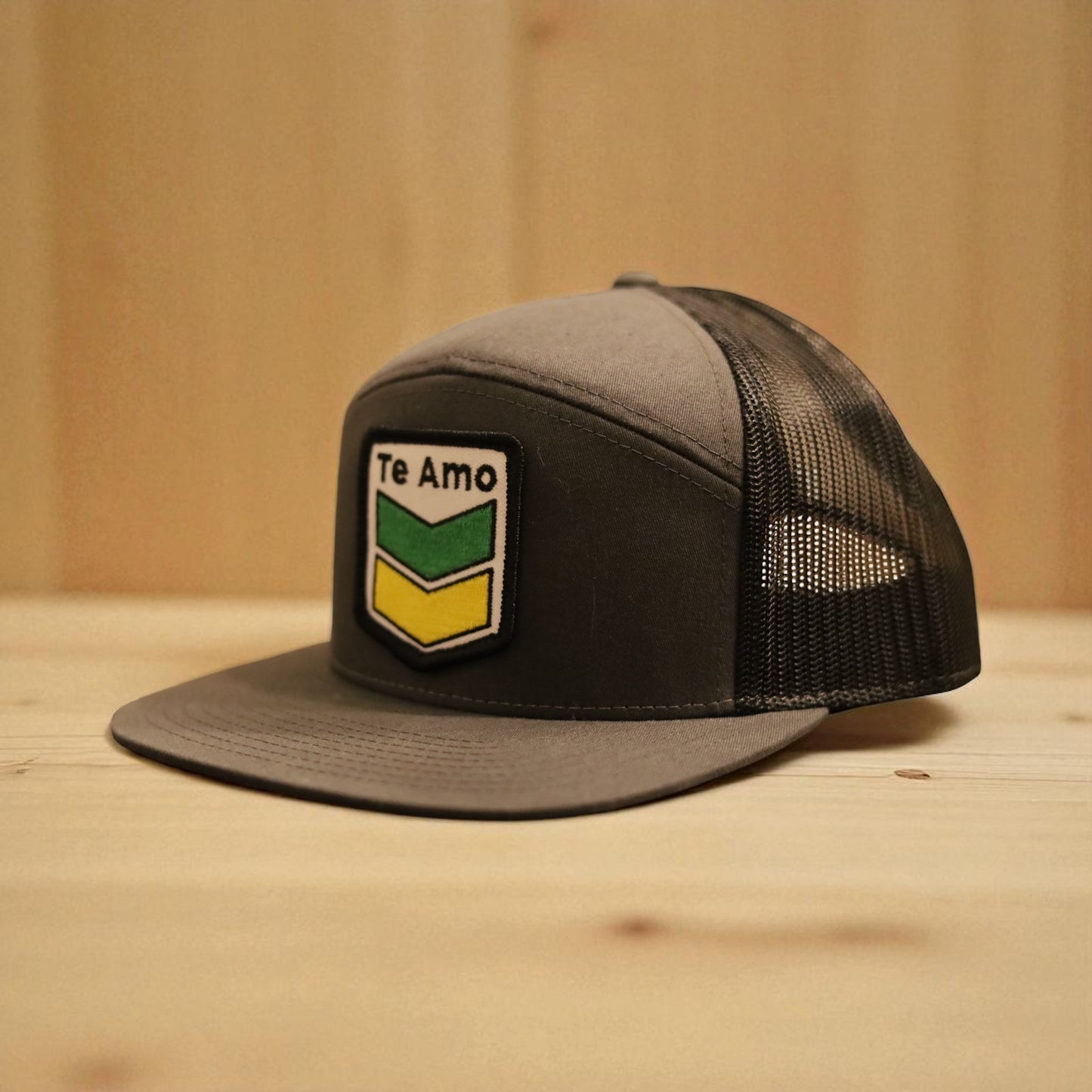 3 Bird Lifestyle Flat Bill Trucker • Charcoal • Te Amo (Jamaica) Patch