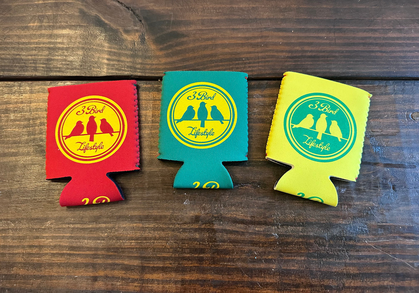 3 Bird Lifestyle • Koozie• Red, Yellow, Green