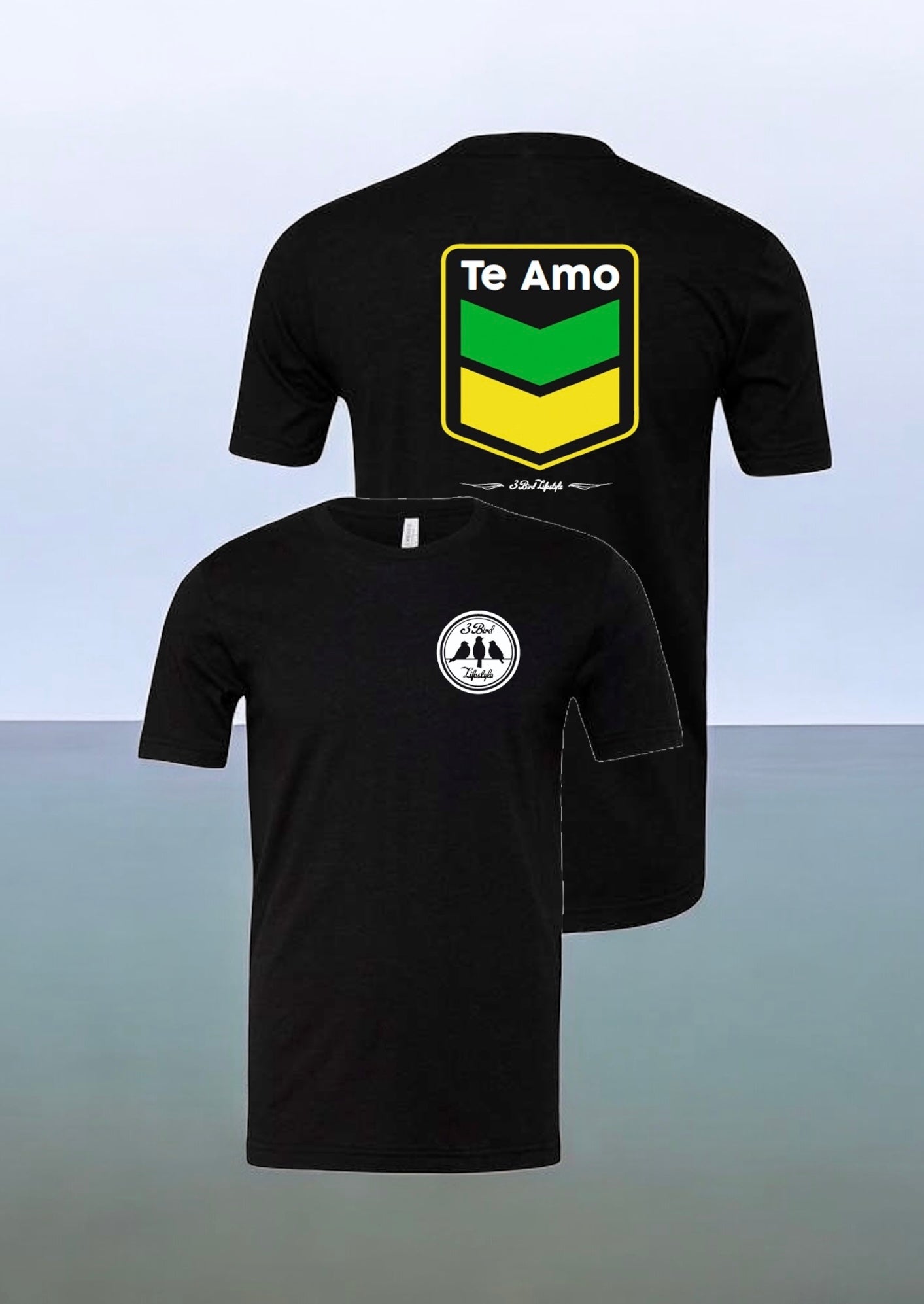 3 Bird Lifestyle T-Shirt • Te Amo • Black & Yellow