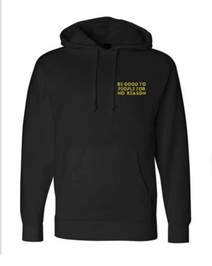 3 Bird Lifestyle Hoodie • Be Good To People For No Reason • Black and Yellow