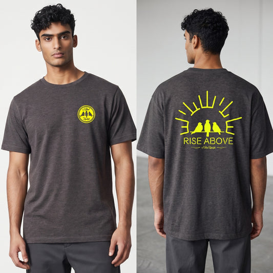 3 Bird Lifestyle T-Shirt • Rise Above • Charcoal & Yellow