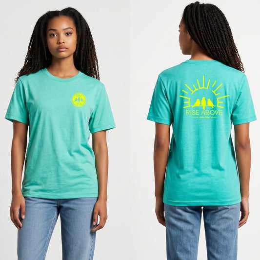 3 Bird Lifestyle T-Shirt • Rise Above • Teal & Yellow