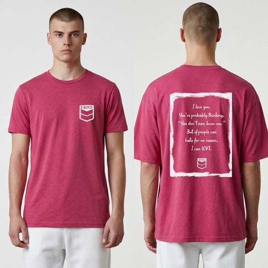 3 Bird Lifestyle T-Shirt •  I Love You • Heather Raspberry